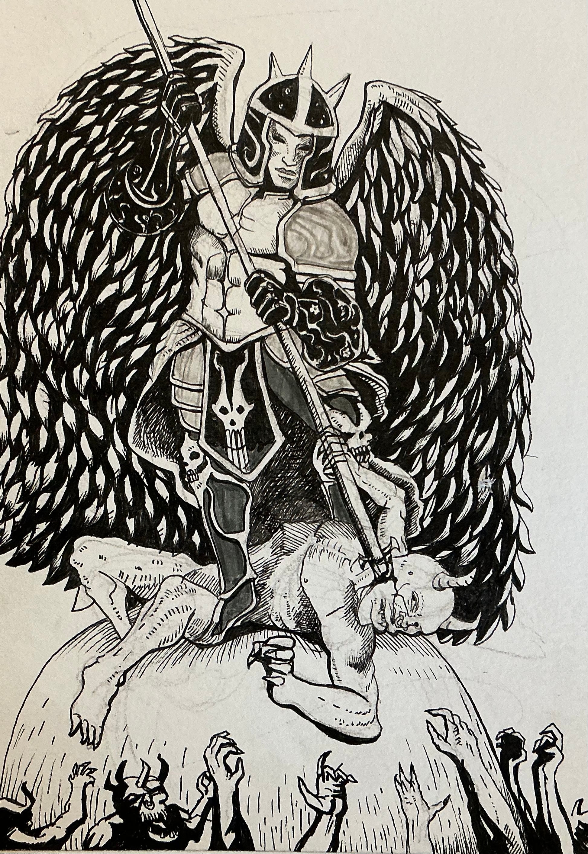 Archangel Michael, ink