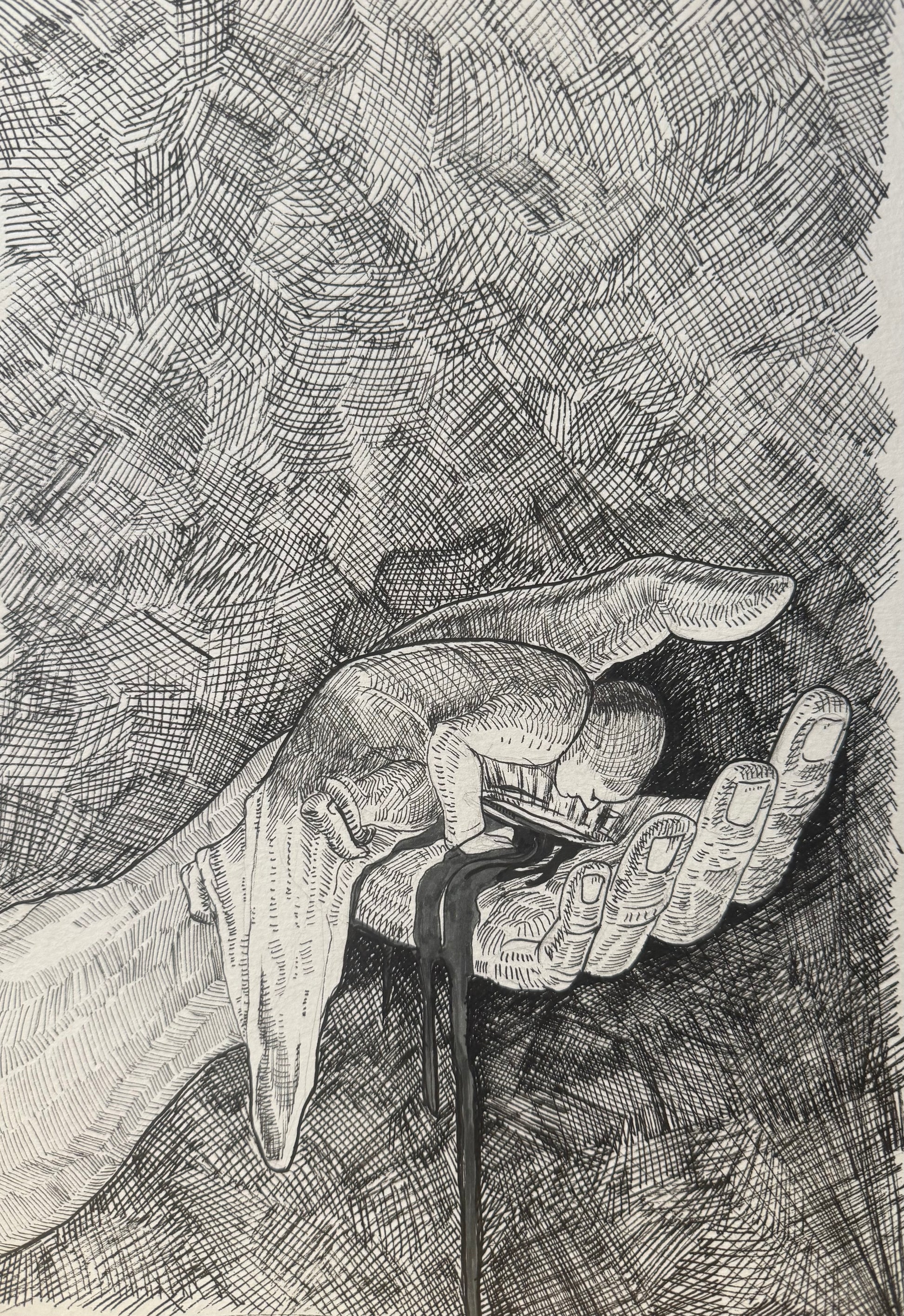 The Light Within Every Wound, ink. 8.5 x 11
