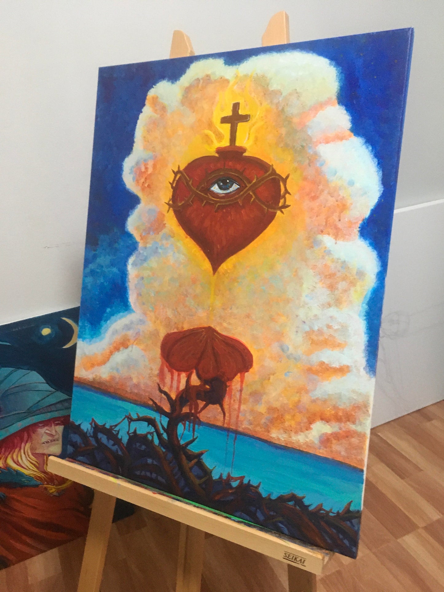 The Christ Heart, 45 cm x 60 cm original acrylic painting