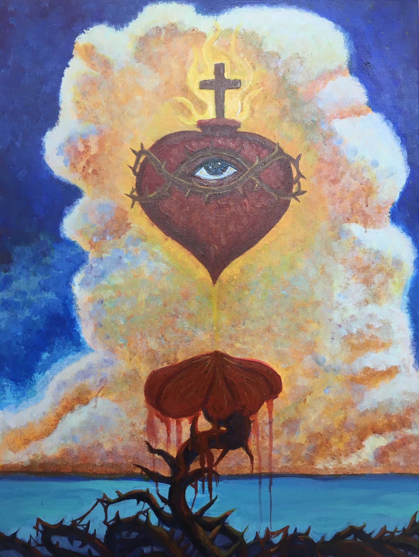 The Christ Heart, 45 cm x 60 cm original acrylic painting