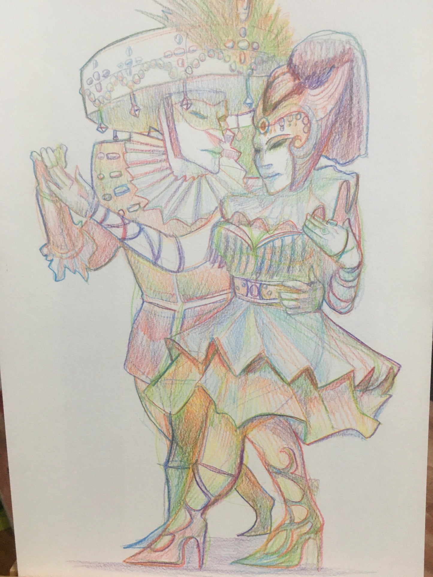 Couple dancing, 12 x 18 colored pencil drawing