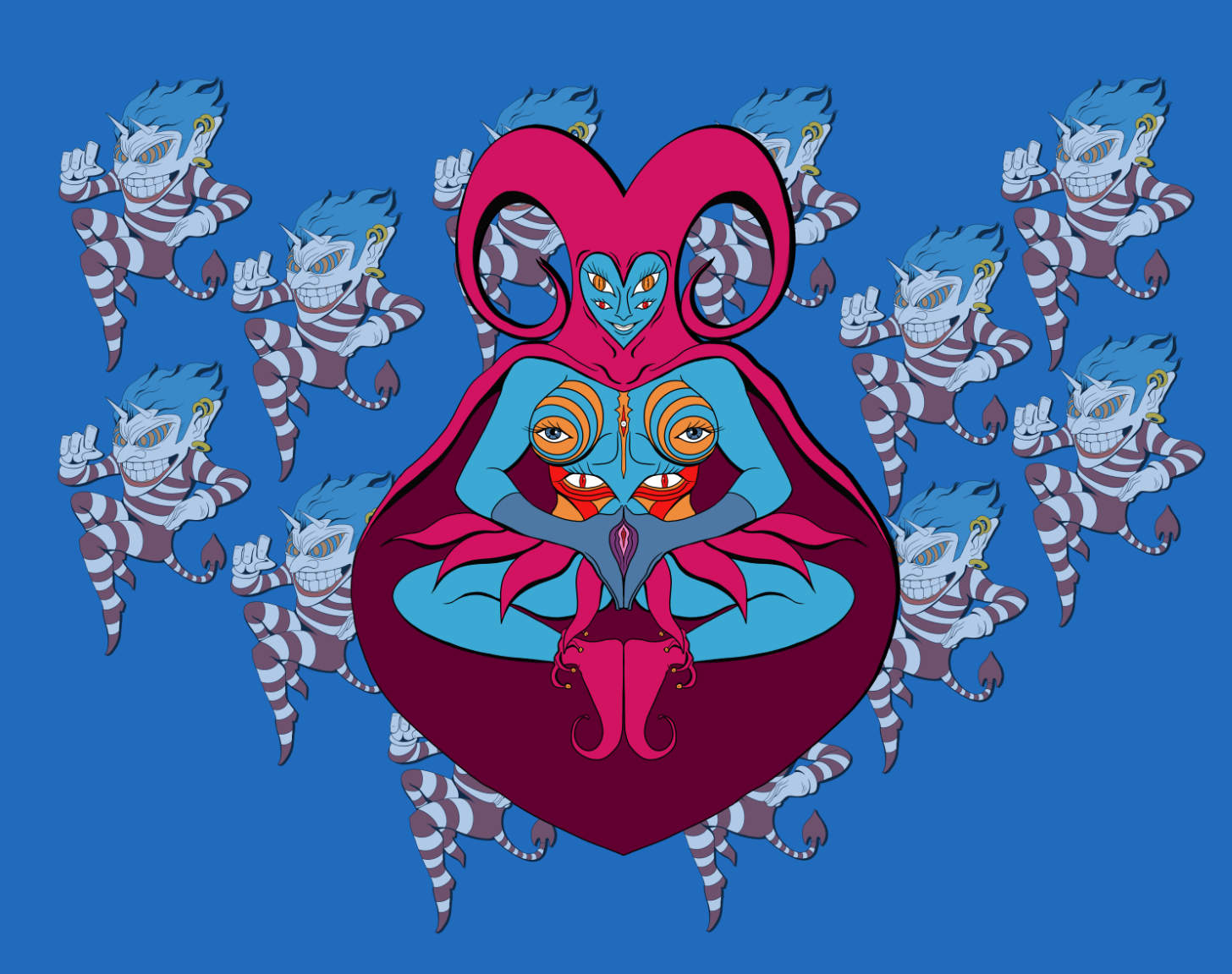 Female Jester -Psychedelic Open Edition Canvas Print (40"x30")